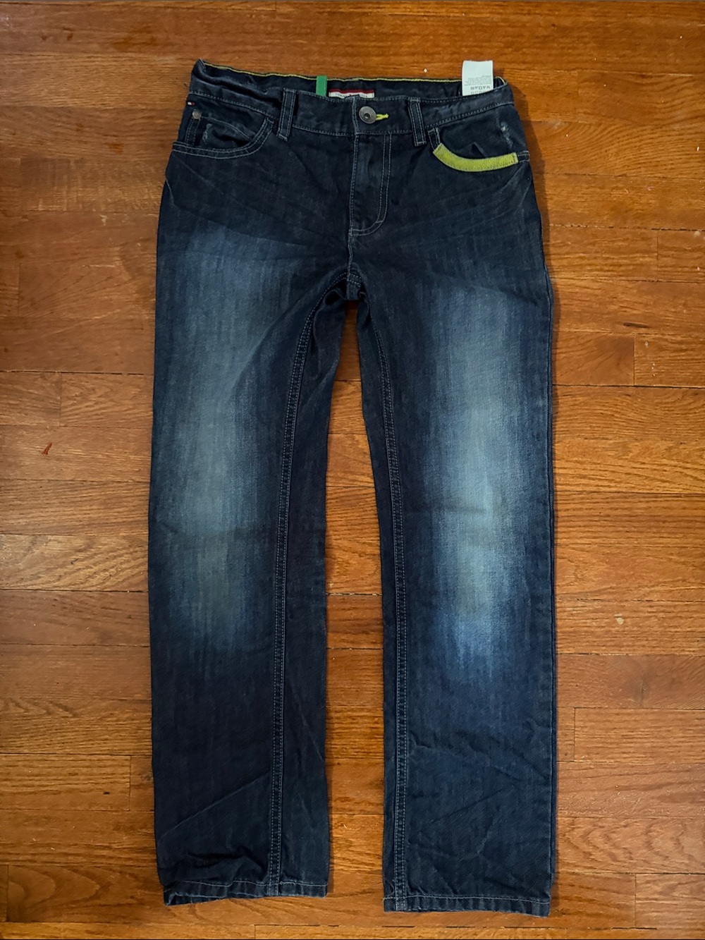 Boys Dark Blue Washed Jeans with Contrast Trim
Tommy Hilfiger 
Size 12